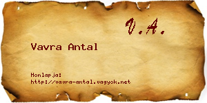 Vavra Antal névjegykártya